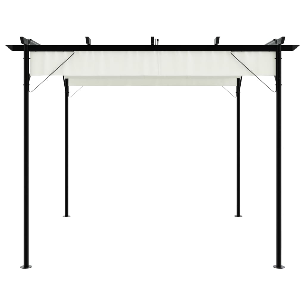 Pergolė su ištraukiamu stogu, kreminė balta, 3x3m, plienas