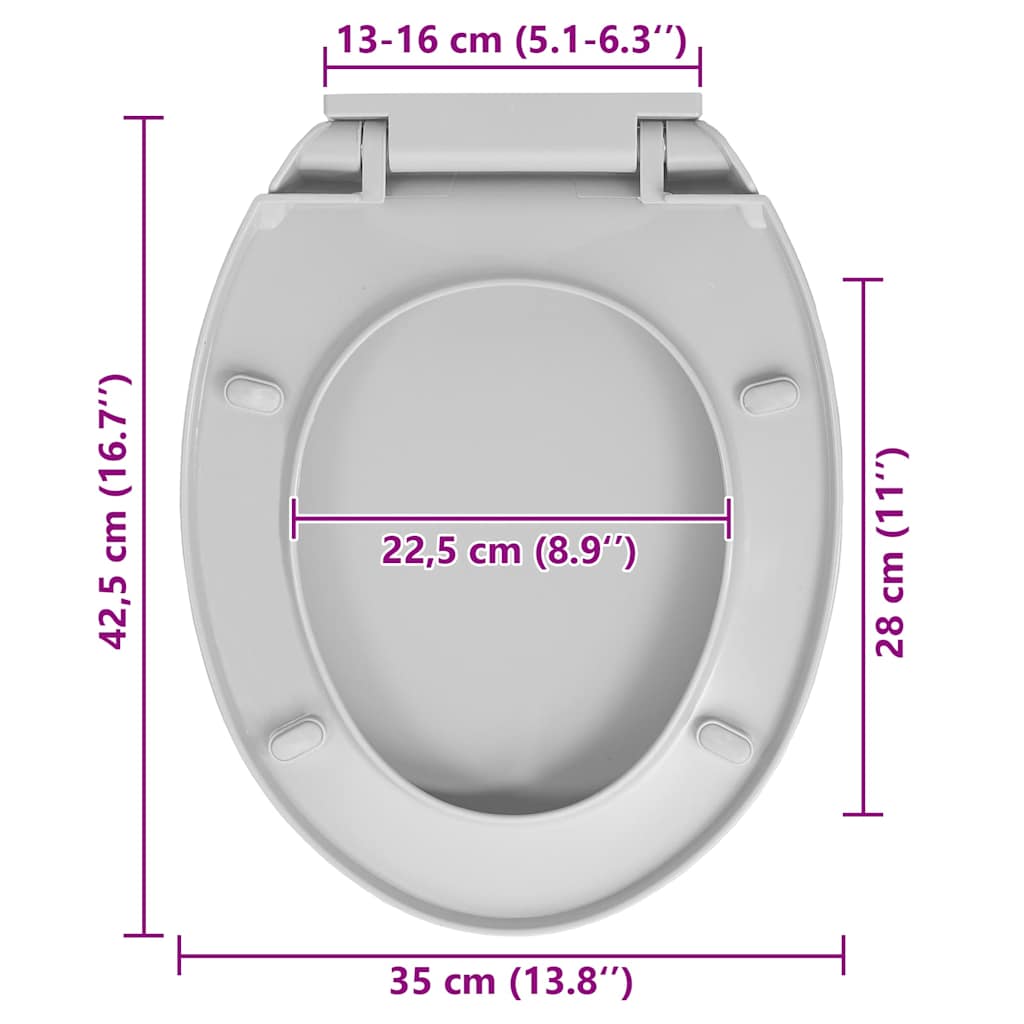 Klozeto sėdynė su soft-close mechanizmu, šviesiai pilka, ovali