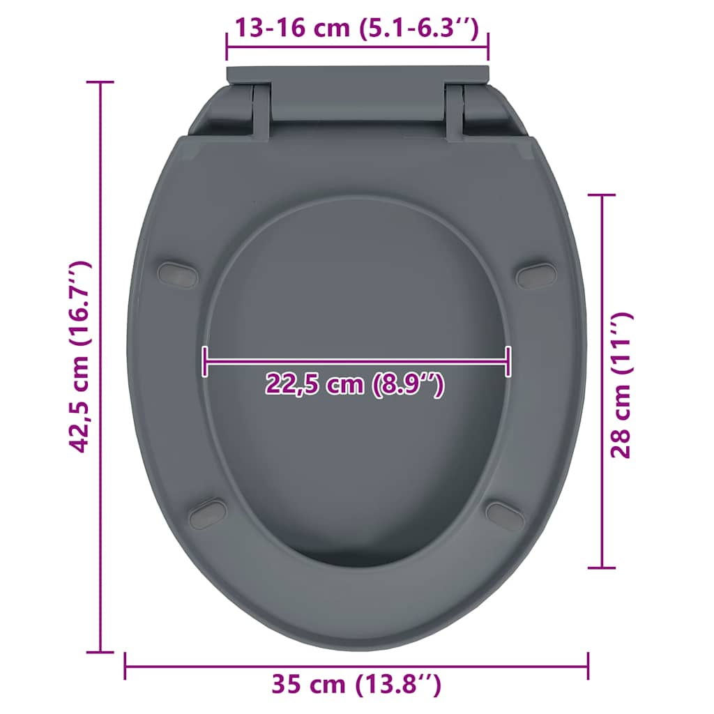 Klozeto sėdynė su soft-close mechanizmu, pilka, ovali
