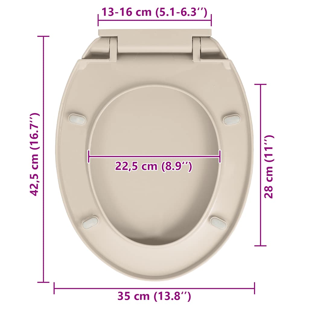 Klozeto sėdynė su soft-close mechanizmu, abrikoso, ovali