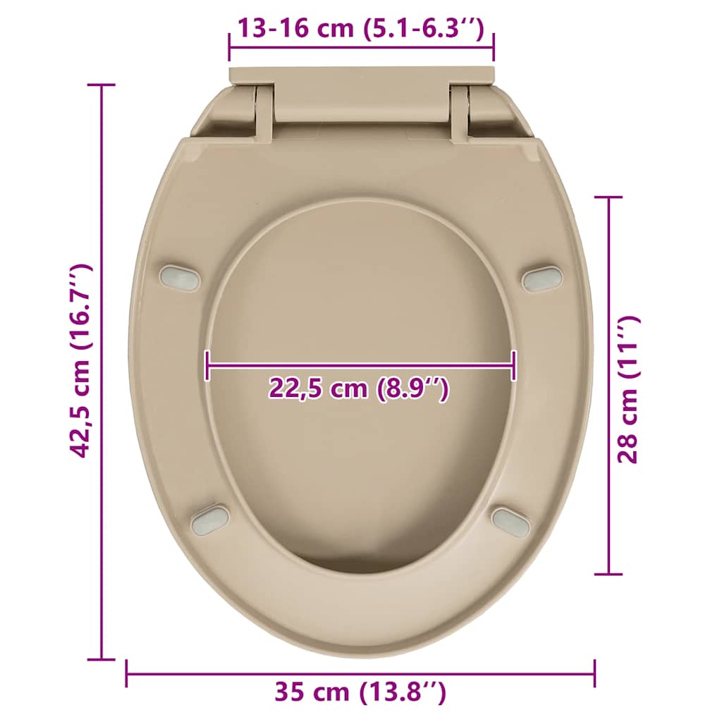 Klozeto sėdynė su soft-close mechanizmu, smėlio spalvos, ovali