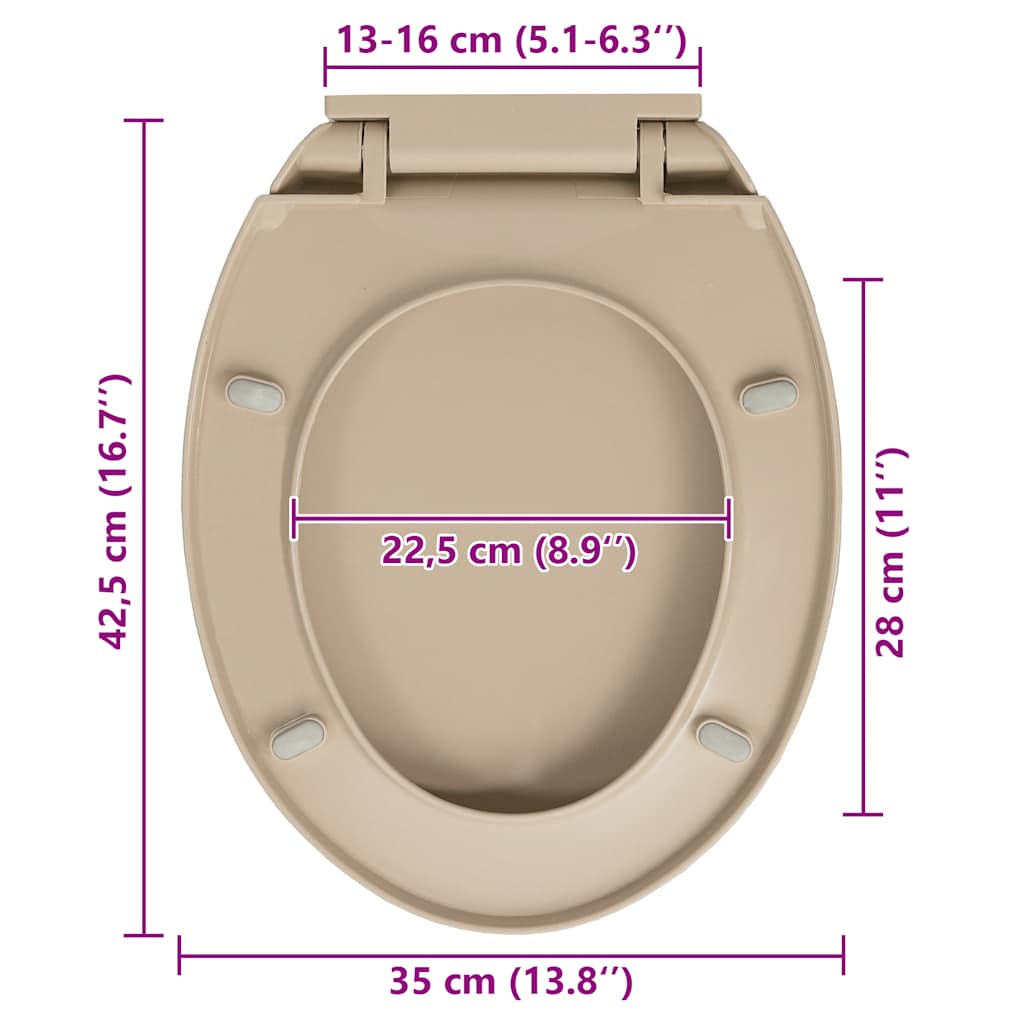 Klozeto sėdynė su soft-close mechanizmu, smėlio spalvos, ovali