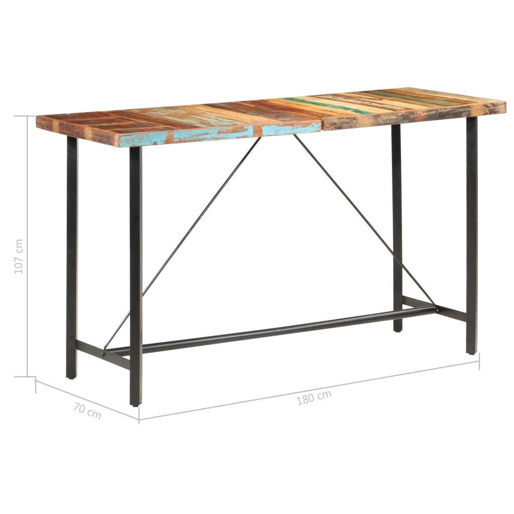 Baro stalas, 180x70x107cm, perdirbtos medienos masyvas