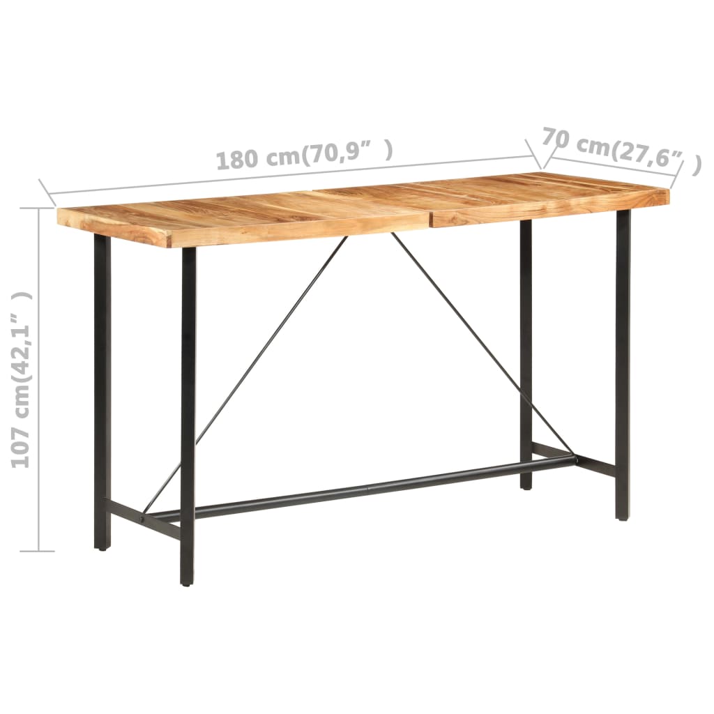 Bar table, acacia wood, 180x70x107 cm