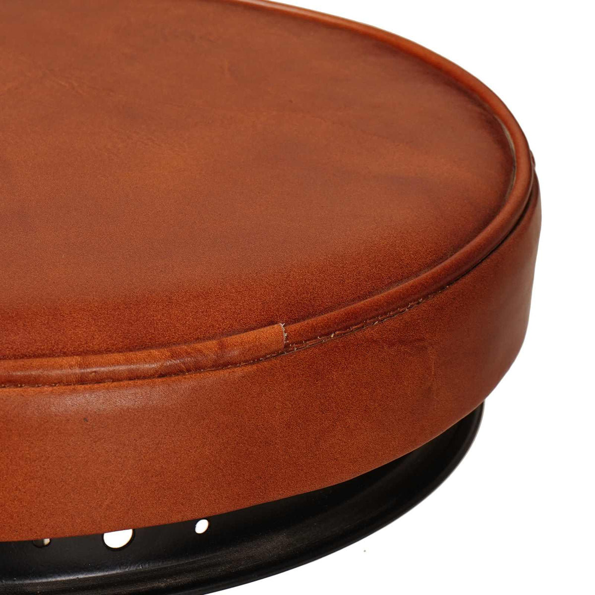 Bar stools, 2 pcs, black and brown, genuine goat leather