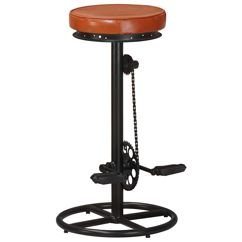 Bar stools, 2 pcs, black and brown, genuine goat leather