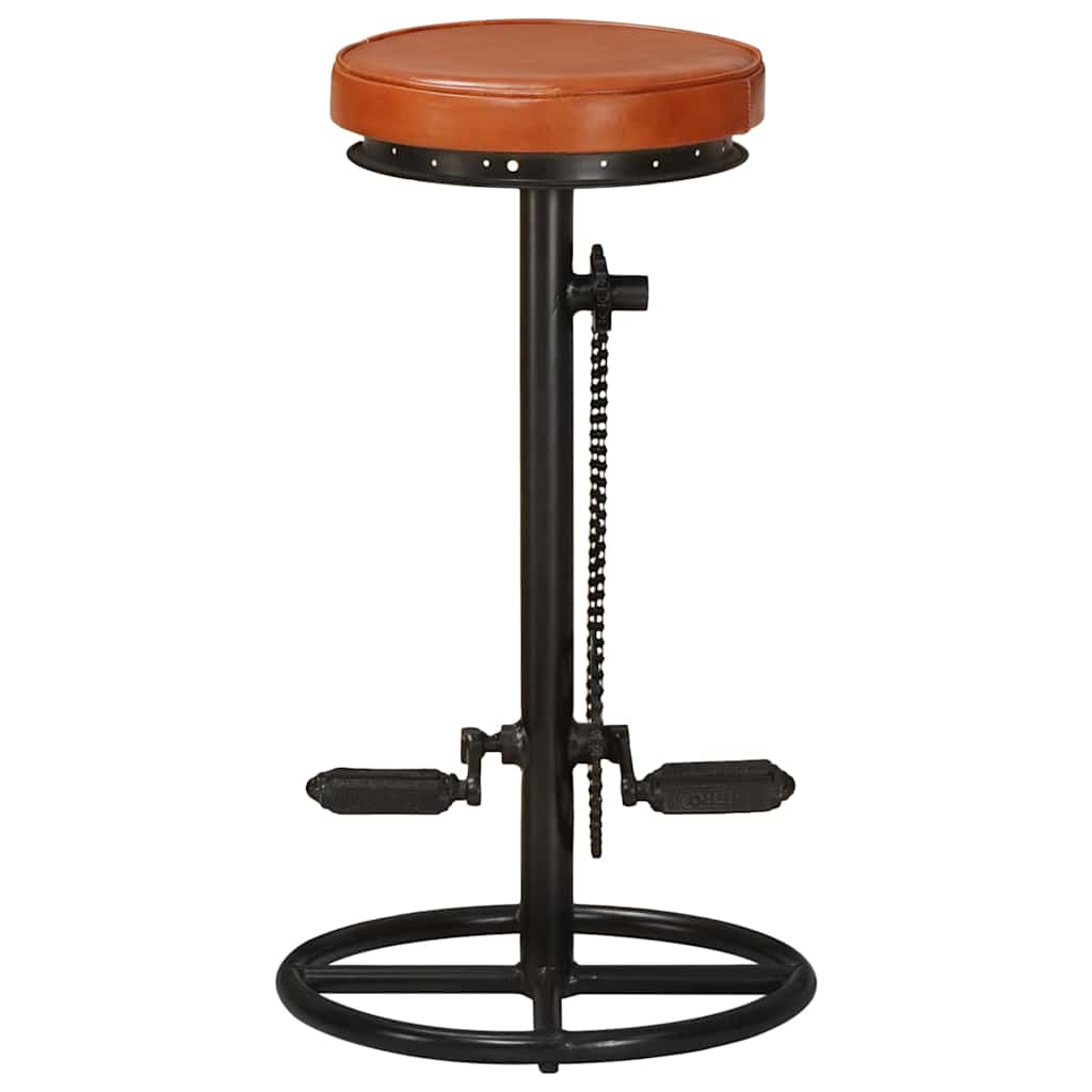 Bar stools, 2 pcs, black and brown, genuine goat leather