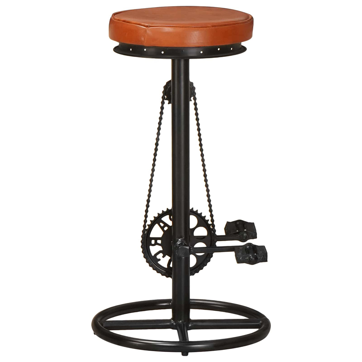 Bar stools, 2 pcs, black and brown, genuine goat leather