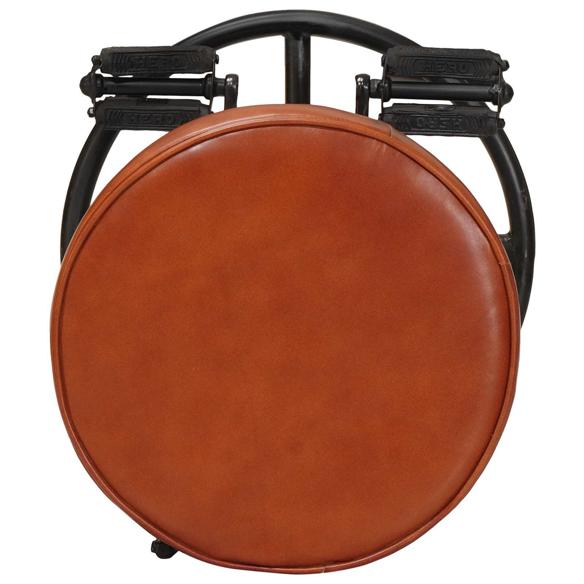 Bar stools, 2 pcs, black and brown, genuine goat leather