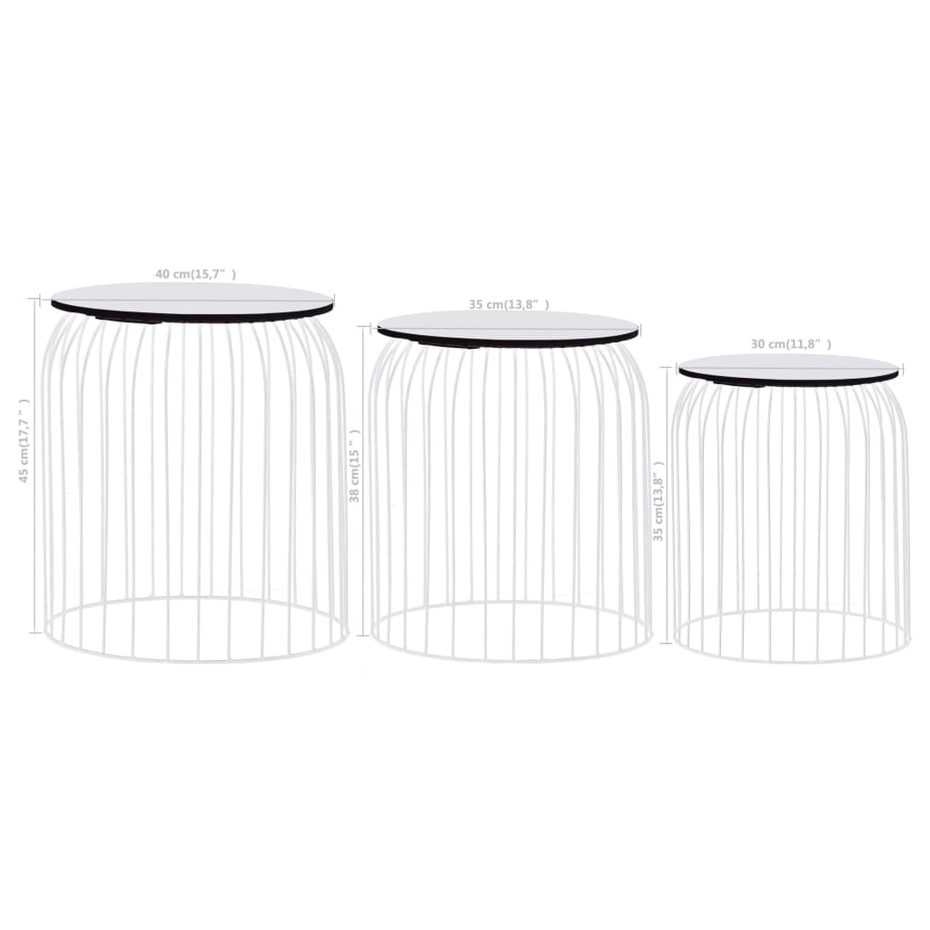 Coffee tables, 3 pcs., white