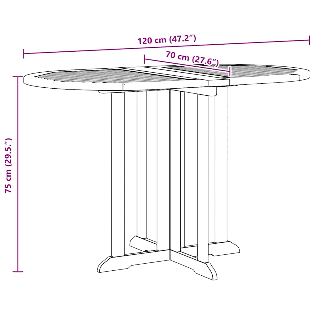 Folding garden table, 120x70x75cm, solid teak