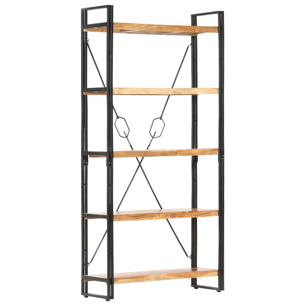 Grāmatu plaukts, 5 stāvi, 90x30x180cm, akācijas masīvkoks