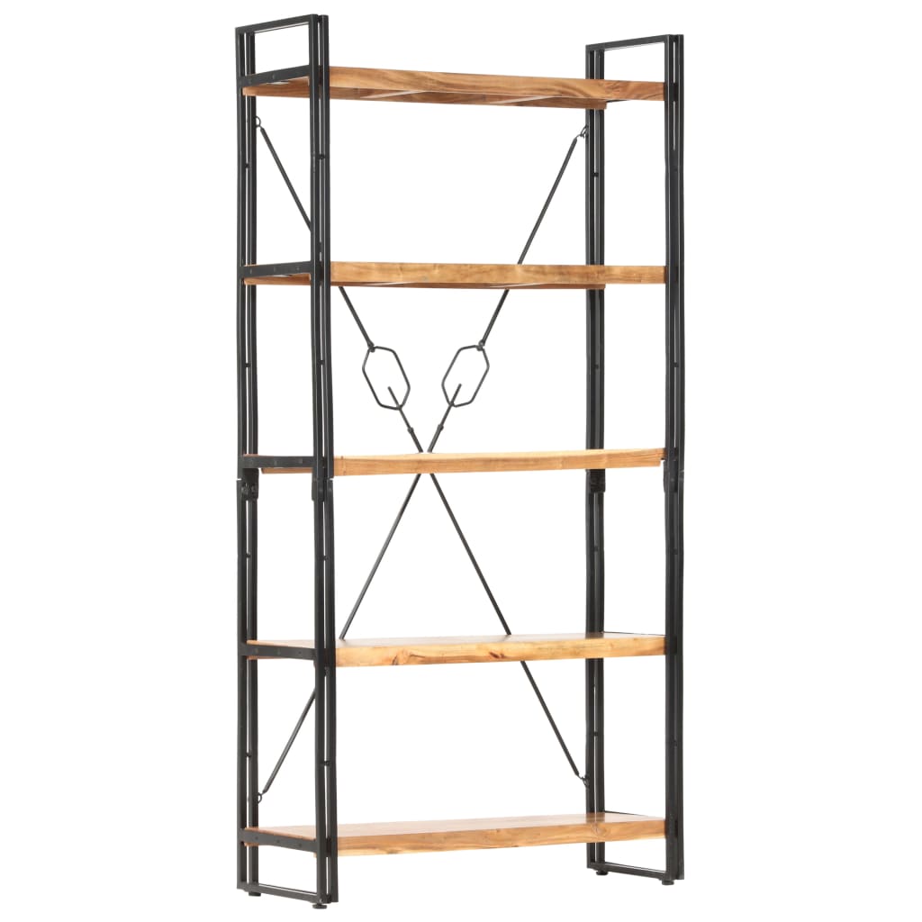 Grāmatu plaukts, 5 stāvi, 90x30x180cm, akācijas masīvkoks