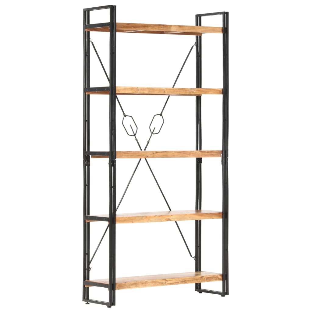 Grāmatu plaukts, 5 stāvi, 90x30x180cm, akācijas masīvkoks