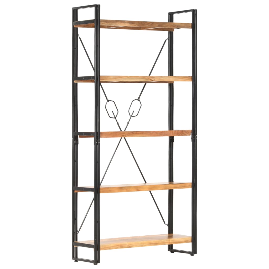 Grāmatu plaukts, 5 stāvi, 90x30x180cm, akācijas masīvkoks
