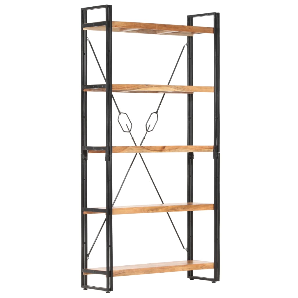 Grāmatu plaukts, 5 stāvi, 90x30x180cm, akācijas masīvkoks