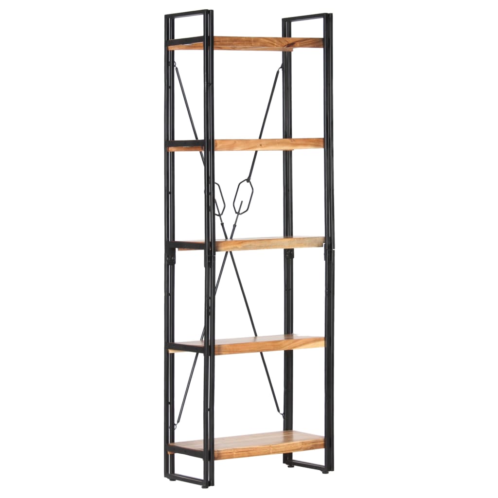 Grāmatu plaukts, 5 stāvi, 60x30x180cm, akācijas masīvkoks