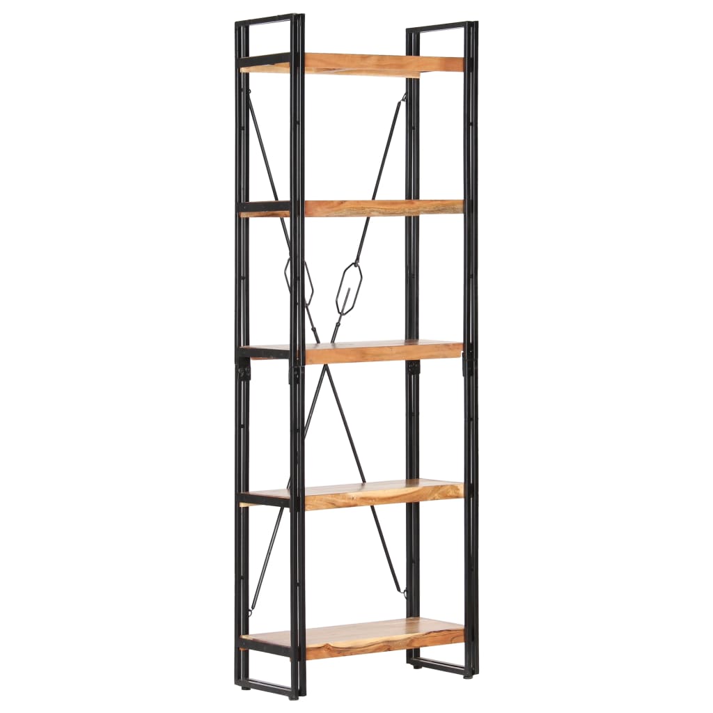 Grāmatu plaukts, 5 stāvi, 60x30x180cm, akācijas masīvkoks