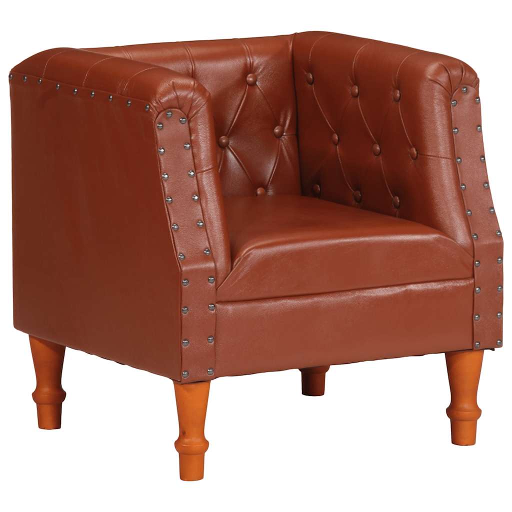 Armchair, brown, genuine leather