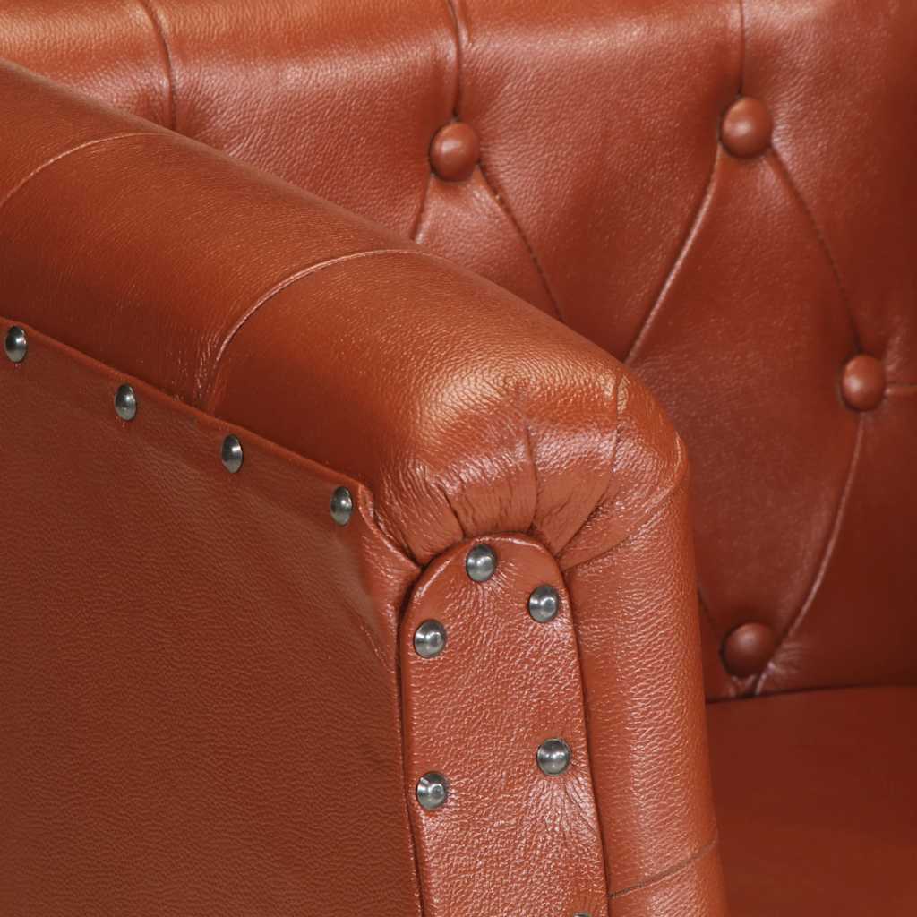 Armchair, brown, genuine leather