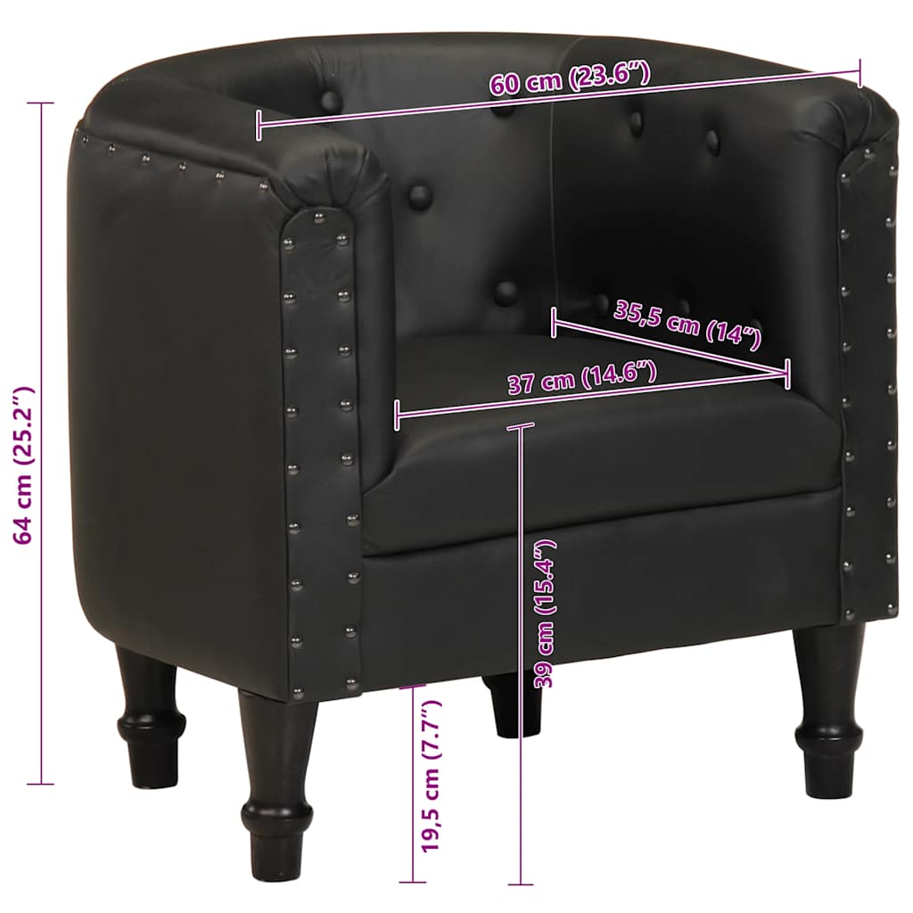 Chair, black, genuine leather