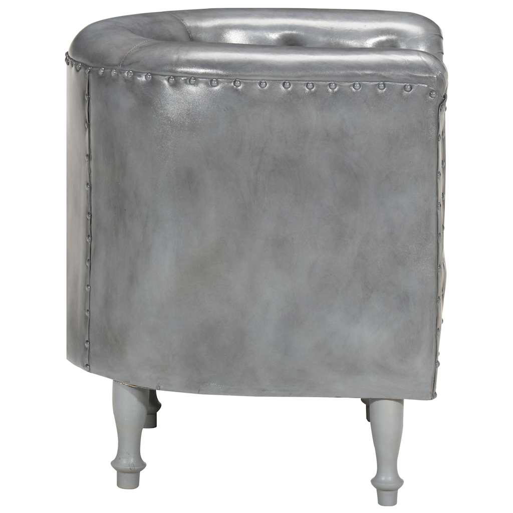 Armchair, grey, real leather