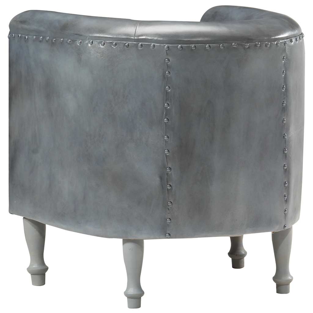 Armchair, grey, real leather