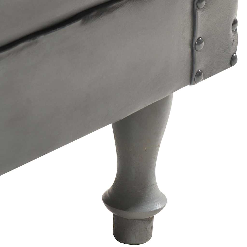 Armchair, grey, real leather