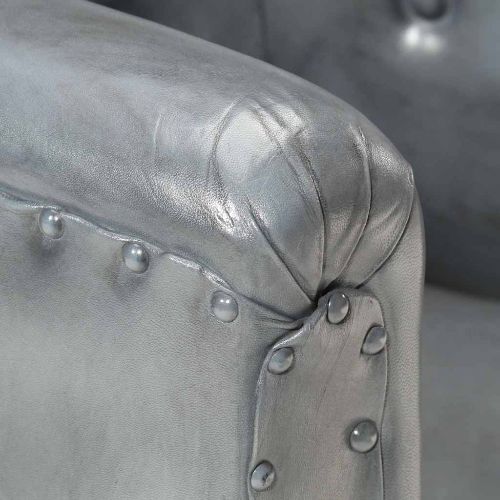Armchair, grey, real leather