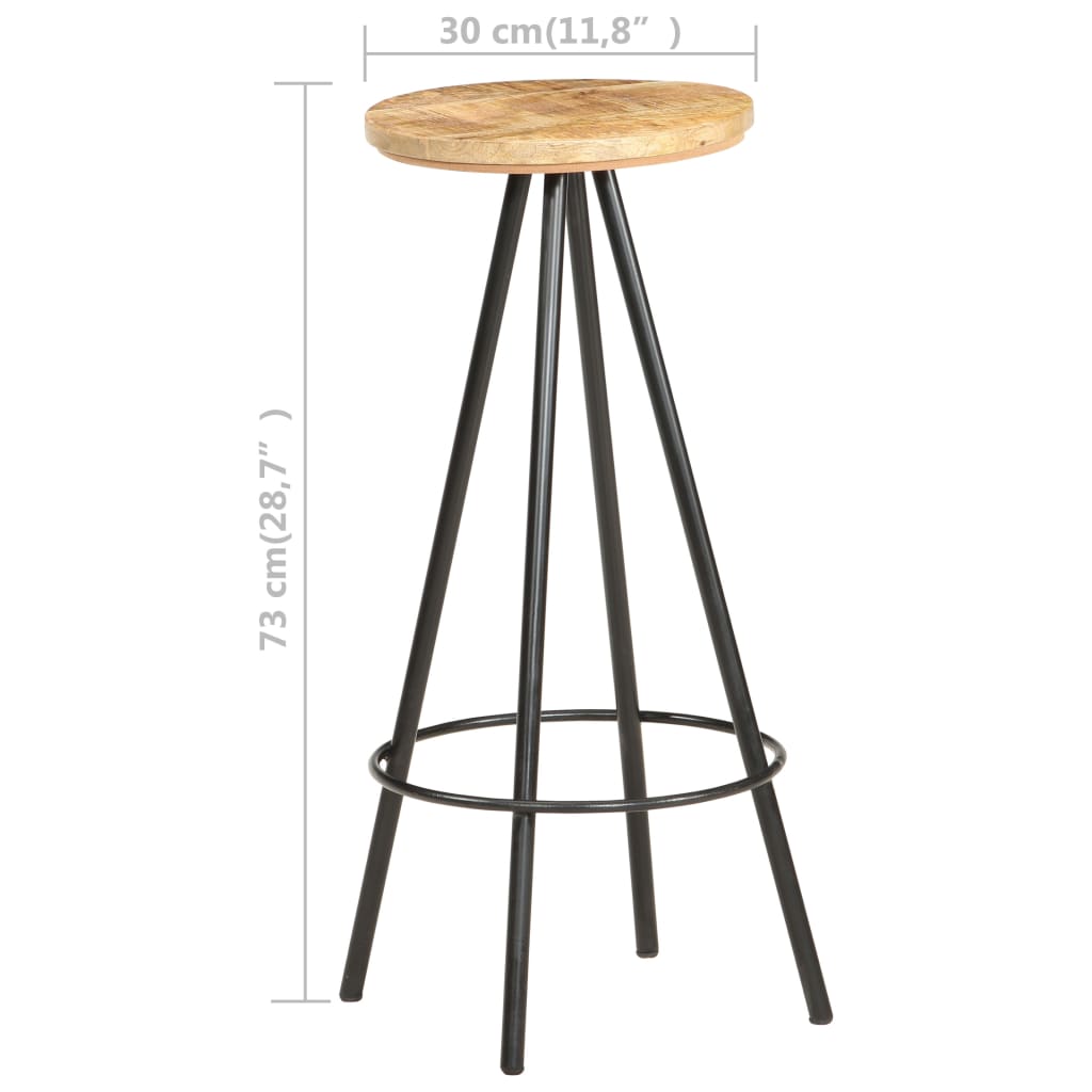 Bar stools, 4 pcs, rough mango wood