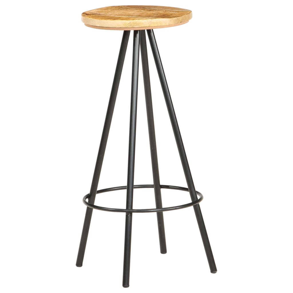 Bar stools, 4 pcs, rough mango wood