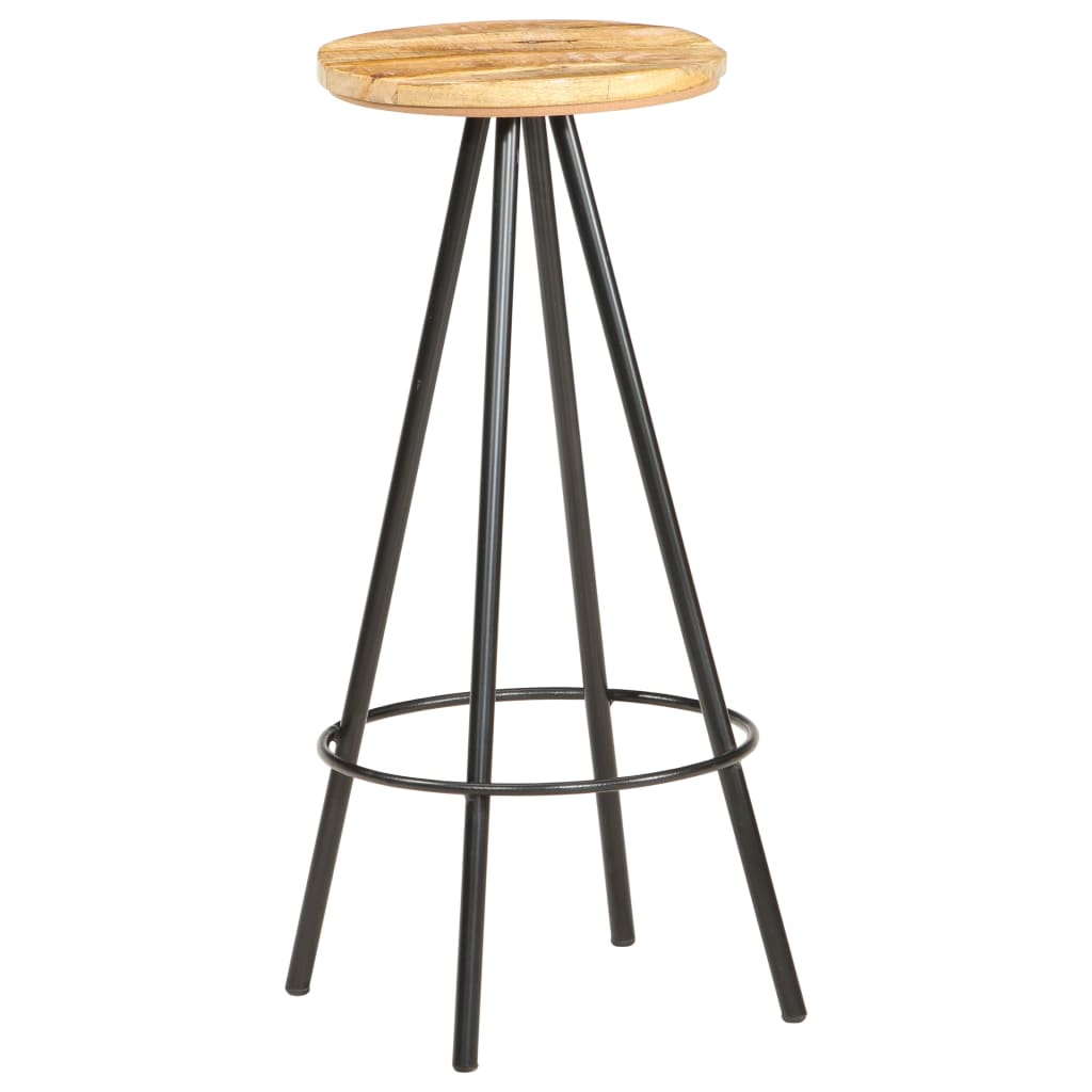 Bar stools, 4 pcs, rough mango wood