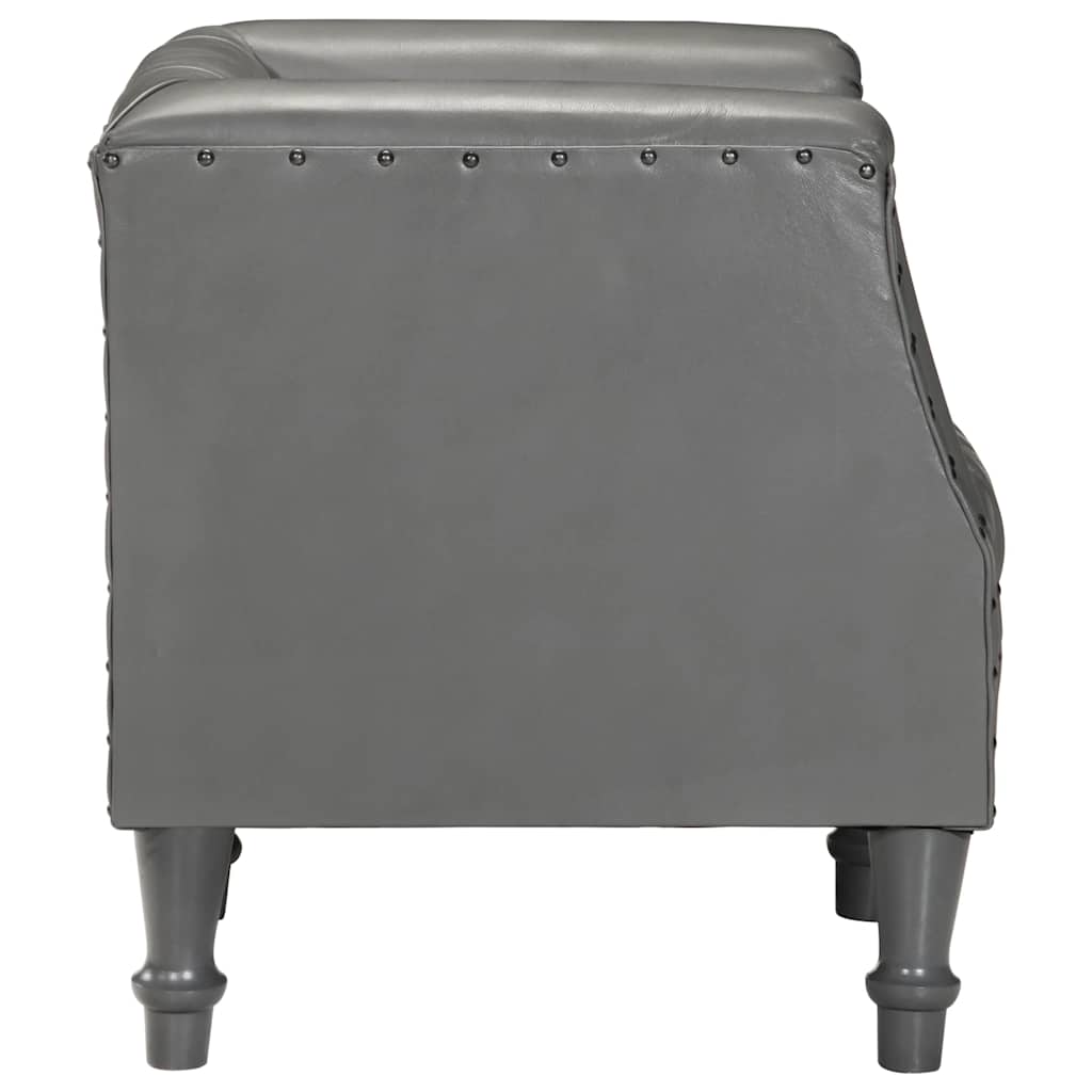 Armchair, grey, genuine goat leather