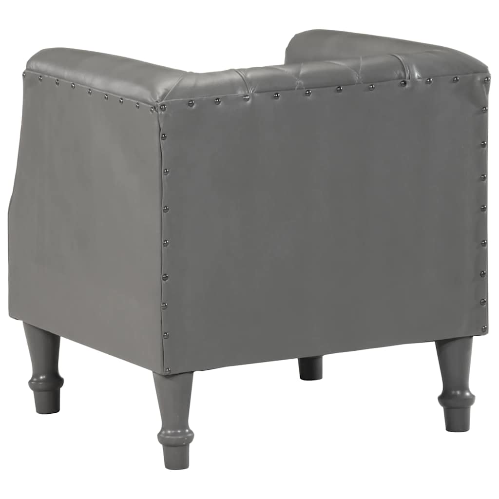Armchair, grey, genuine goat leather