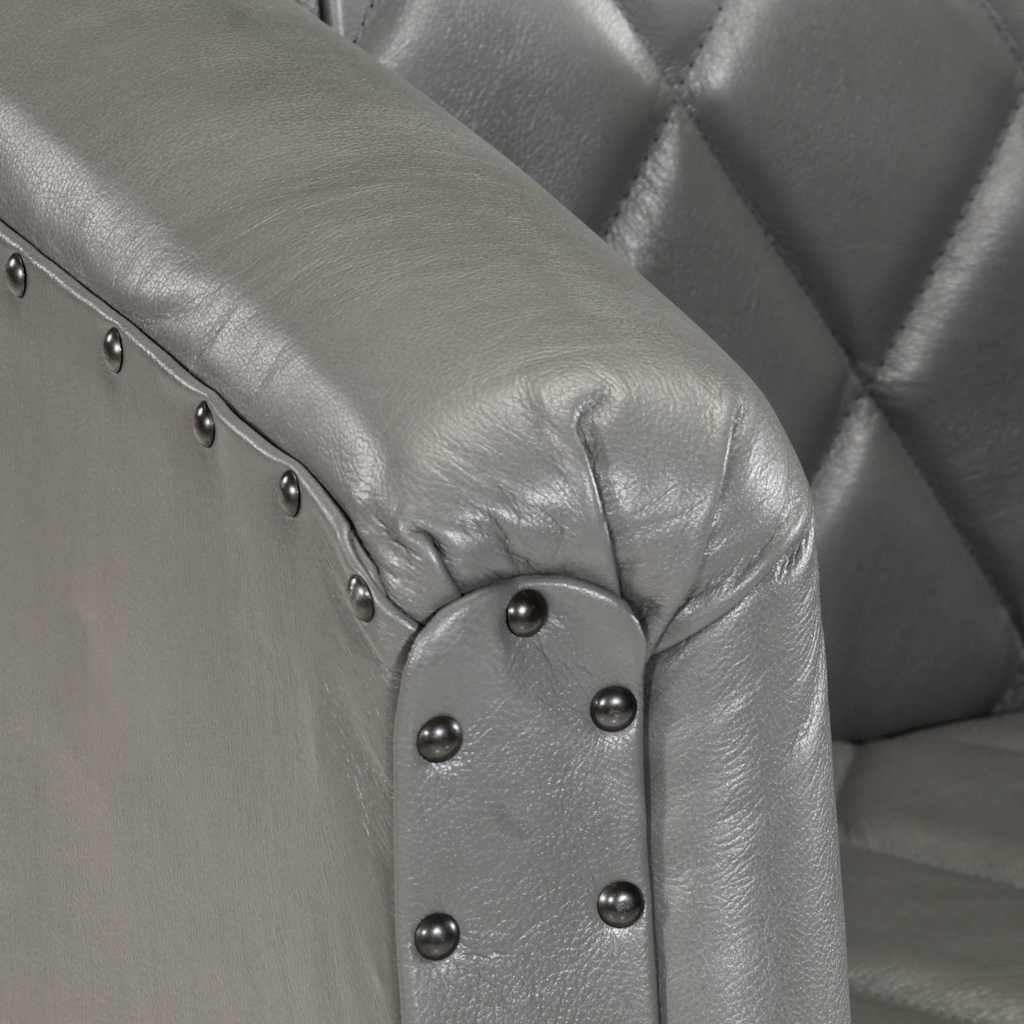 Armchair, grey, genuine goat leather
