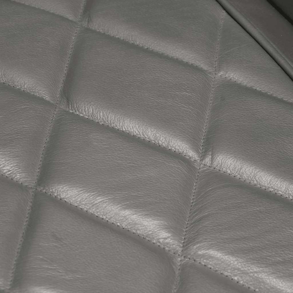 Armchair, grey, genuine goat leather