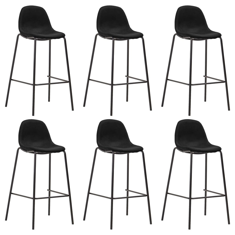 Bar stools, 6 pcs, black, fabric (281535+281536)