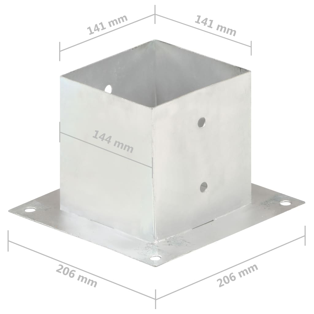 Post bases, 4 pcs, galvanized metal, 141mm