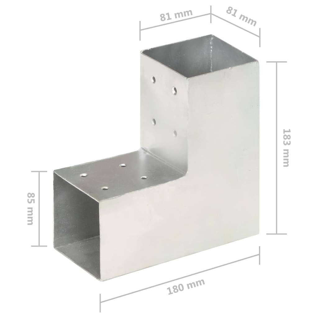 Post connectors, 4 pcs, 81x81mm, metal, L-shaped