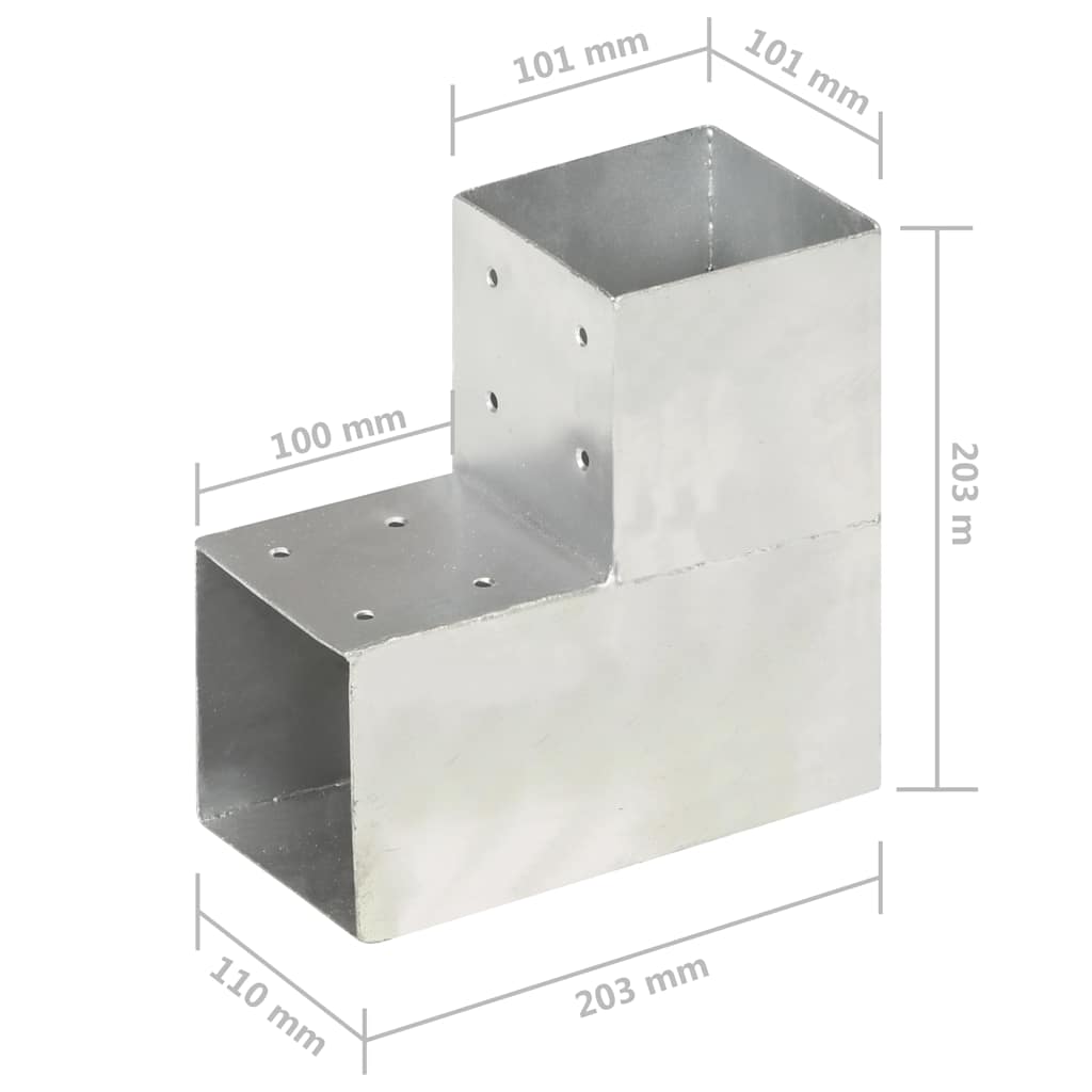 Stulpo sujungimas, 101x101mm, galvanizuotas metalas, L formos