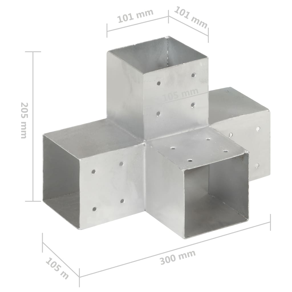 Stulpo sujungimas, 101x101mm, galvanizuotas metalas, X formos