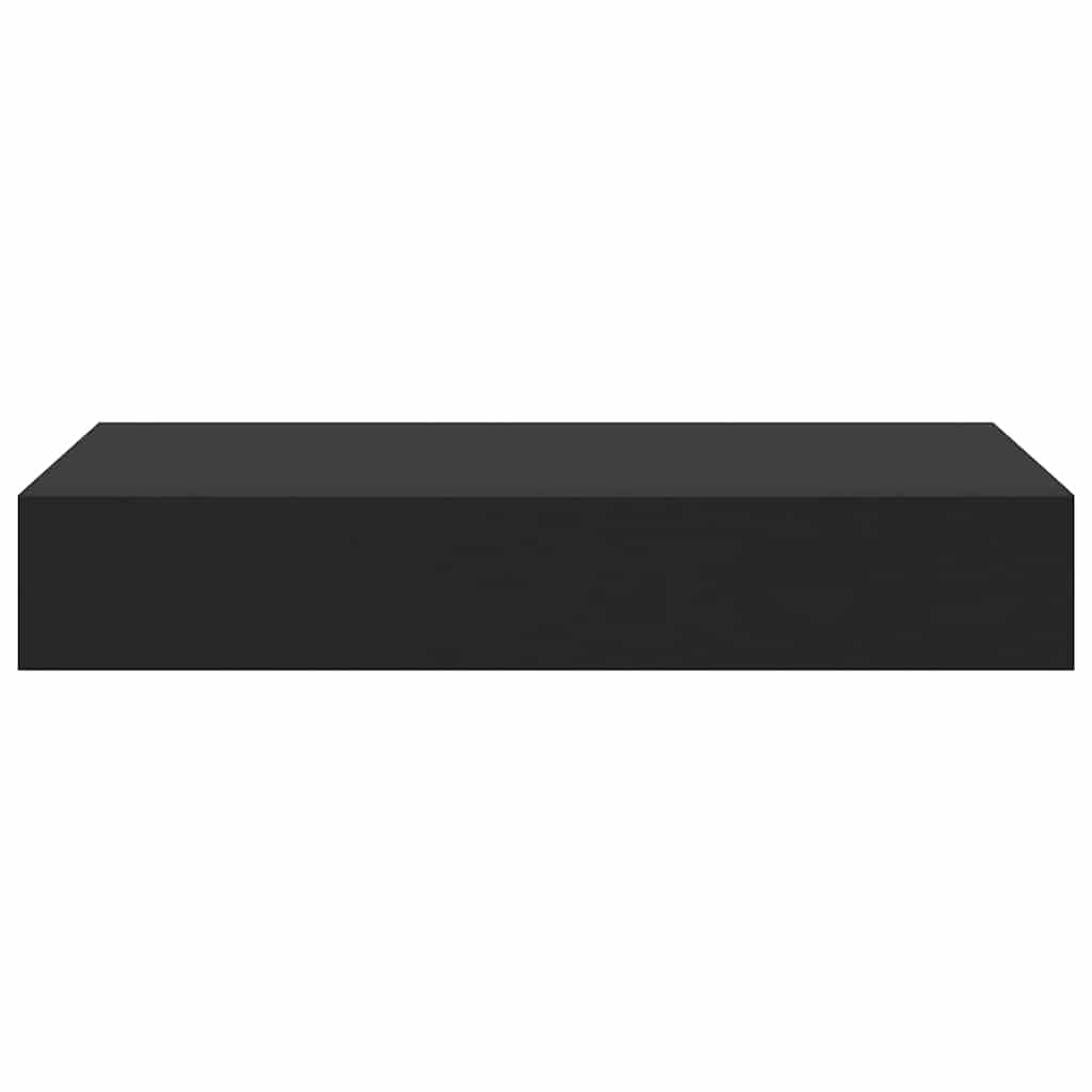 Wall-mounted shelf with a drawer, black, 48x25x8cm