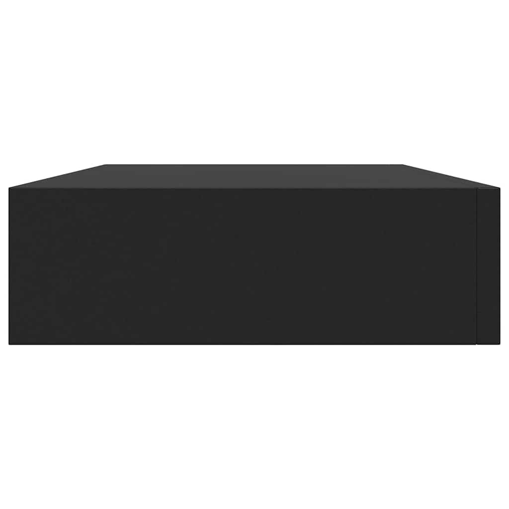 Wall-mounted shelf with a drawer, black, 48x25x8cm