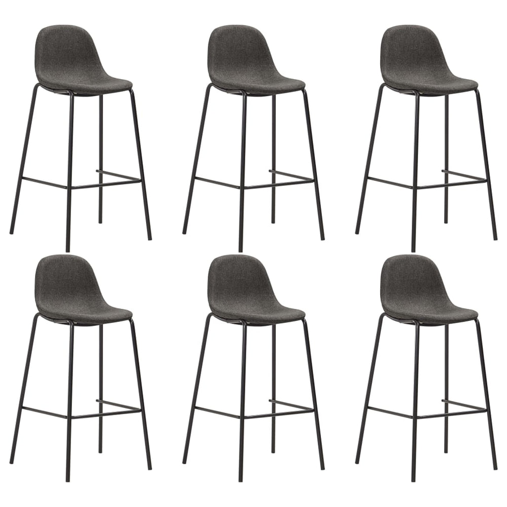 Bar stools, 6 pcs, dark grey, fabric