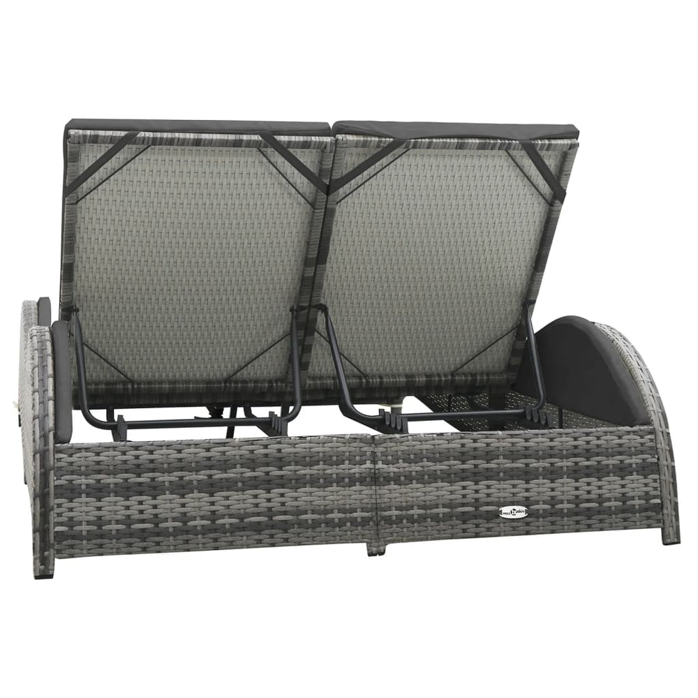 Double sun lounger with cushion, anthracite, poly rattan