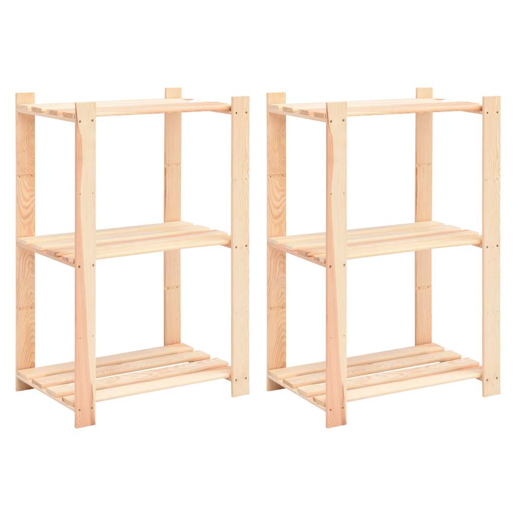 Shelving unit, 2 pcs, 60x38x90cm, solid pine, 3-tier