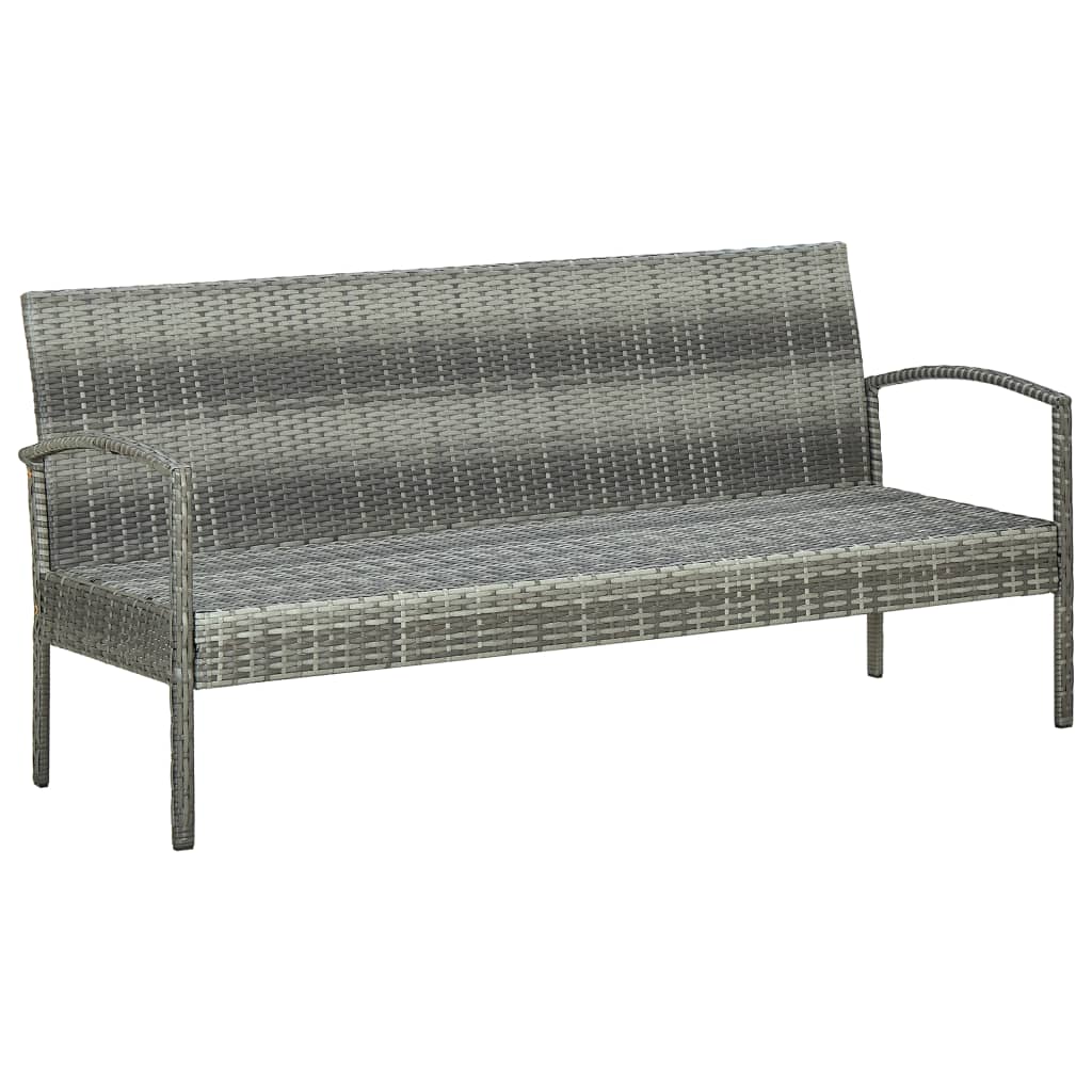 Trivietė sodo sofa su pagalvėle, pilkos spalvos, poliratanas