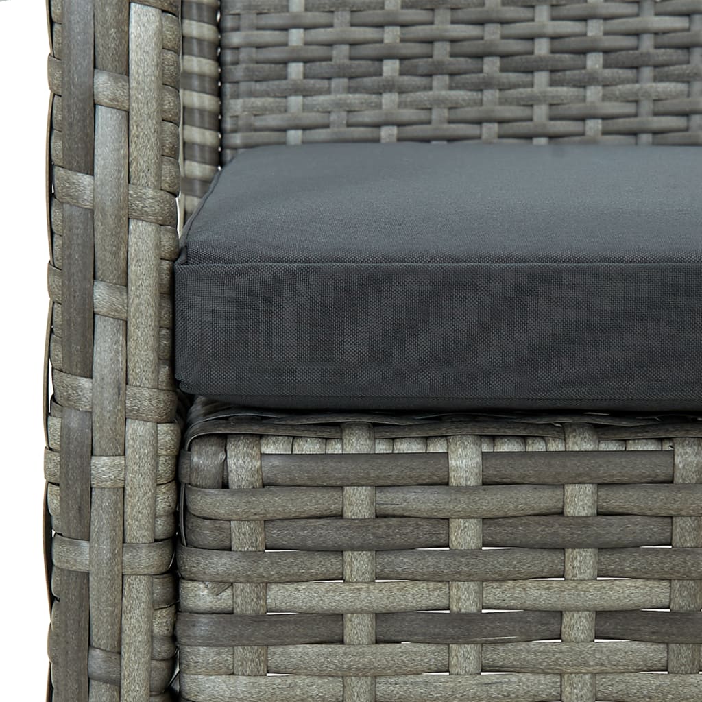 Trivietė sodo sofa su pagalvėle, pilkos spalvos, poliratanas