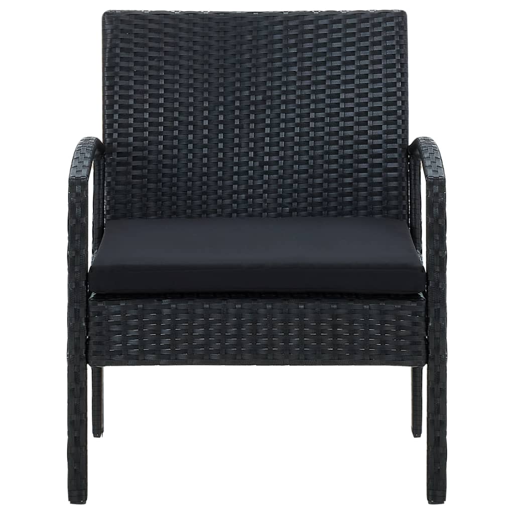 Garden chair with cushion, black, poly rattan