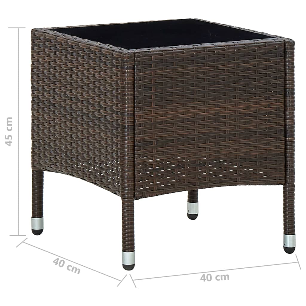 Garden table, brown, 40x40x45, polyrattan